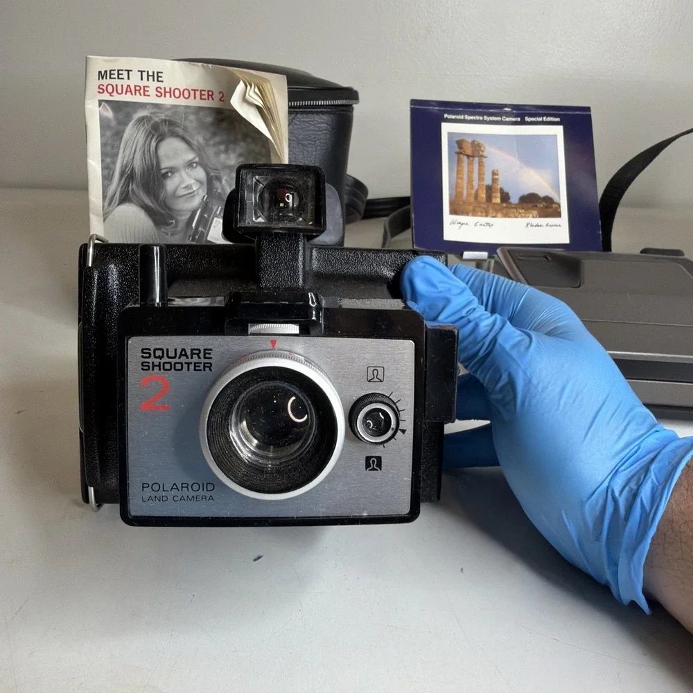 3x LOT Polaroids Square Shooter 2, 600 Business Ed, Spectra System, Flashcubes